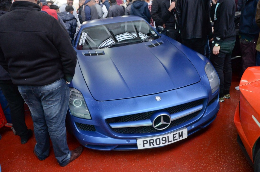 Matte blue Mercedes SLS with personalised registration, picture courtesy of Birmingham Mail