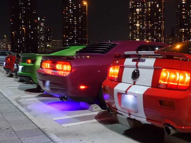 Four American muscle cars