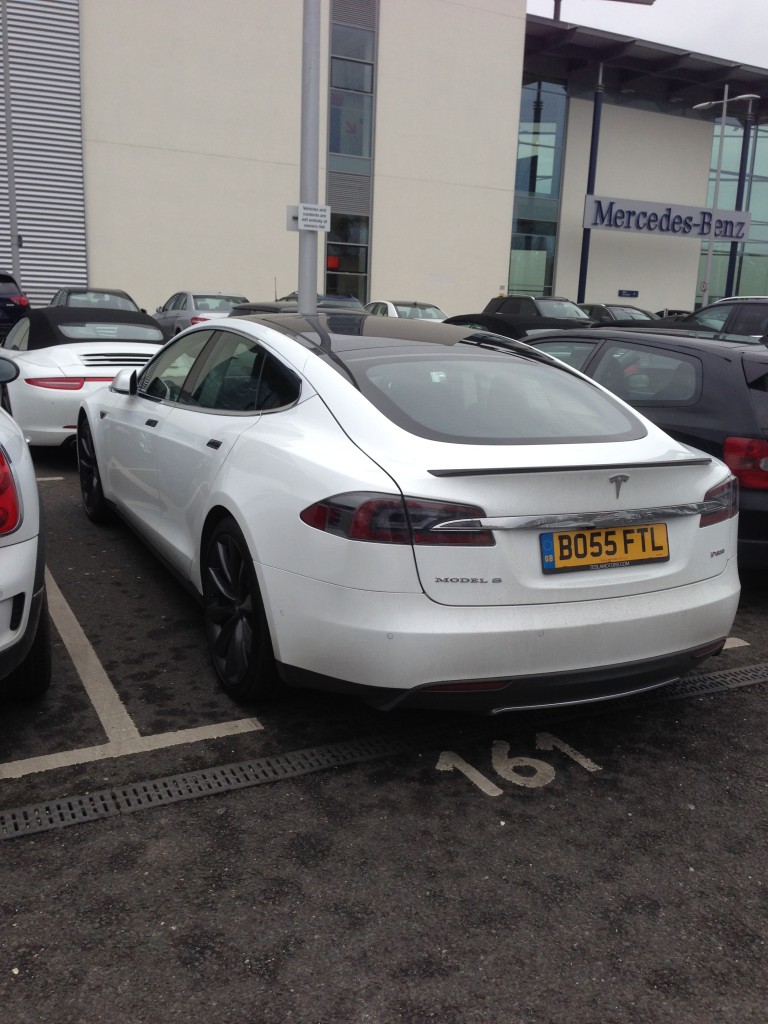 Tesla Model S in the car park