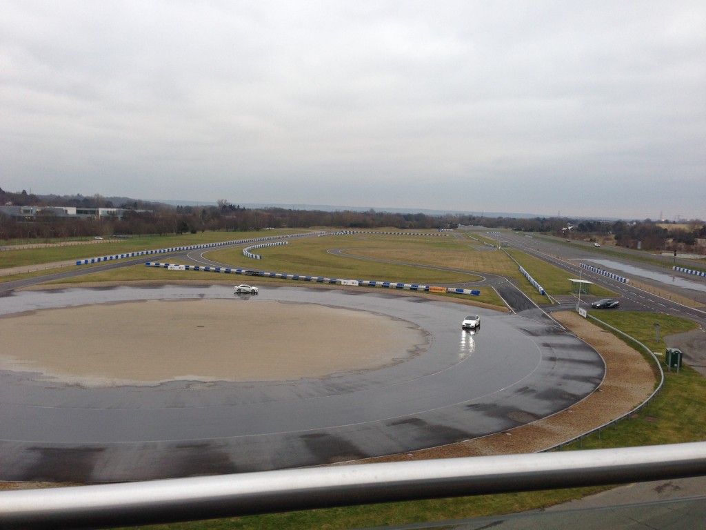 View from the private AMG balcony onto the skid pan and race course
