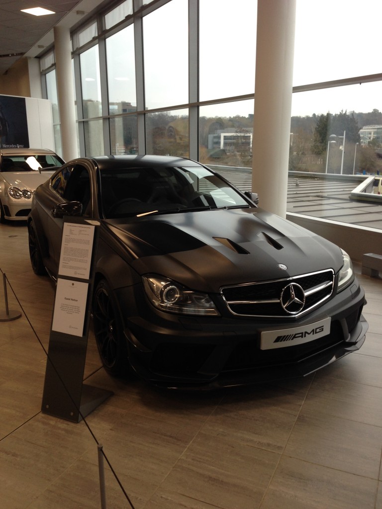 Front view of the matte black C63 Black Series