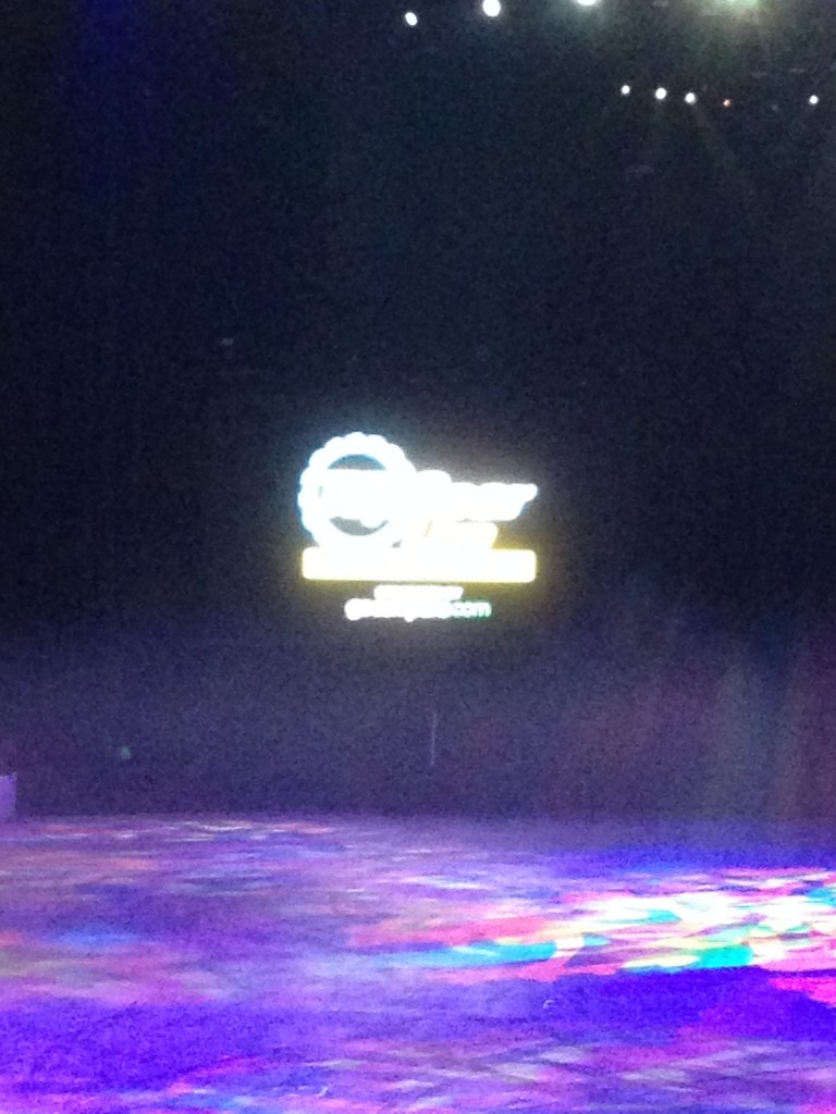 One of the projector screens