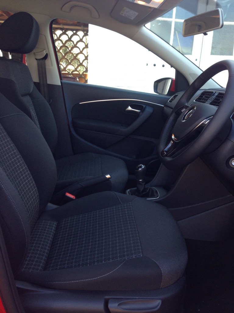 Front seats and interior of the VW Polo Bluemotion