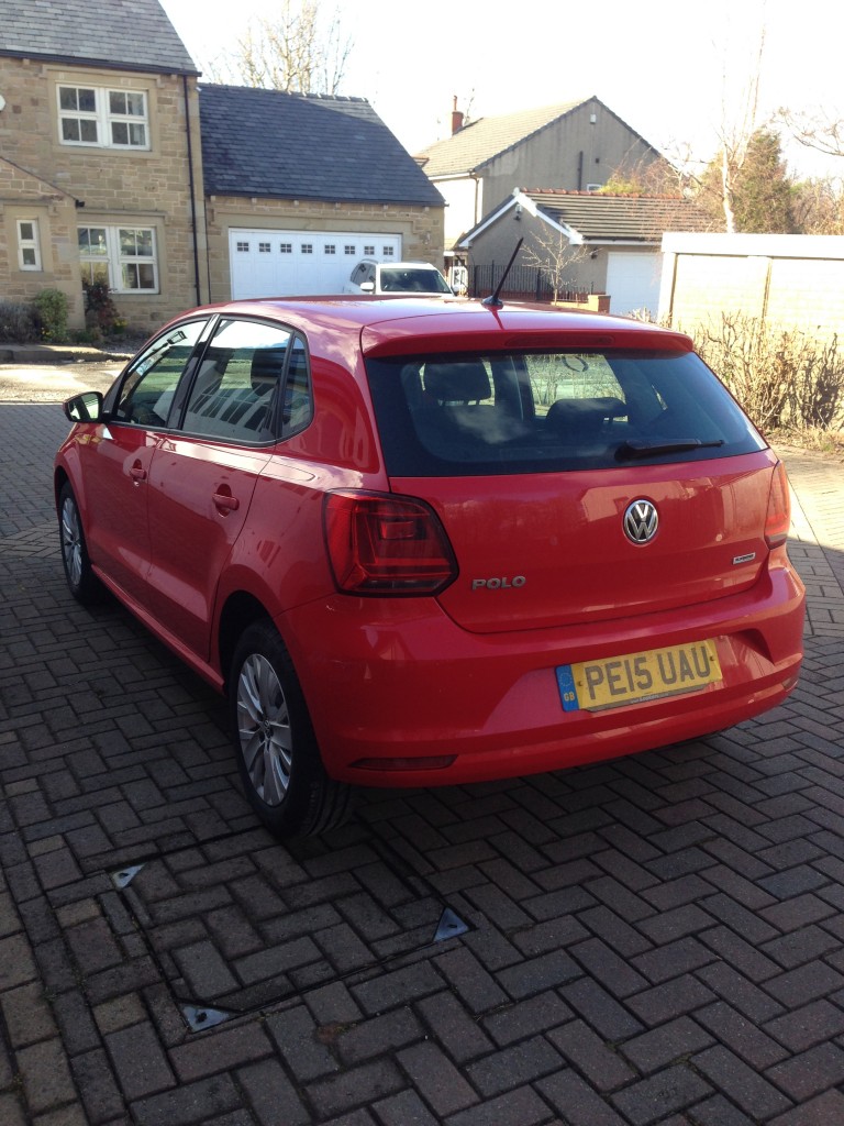 Rear quarter shot of the VW Polo Bluemotion