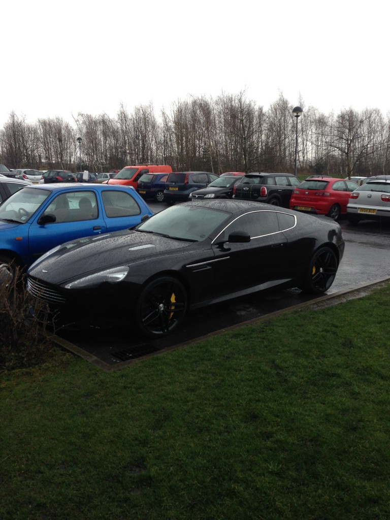 The Aston Martin DB9 in the rainy weather