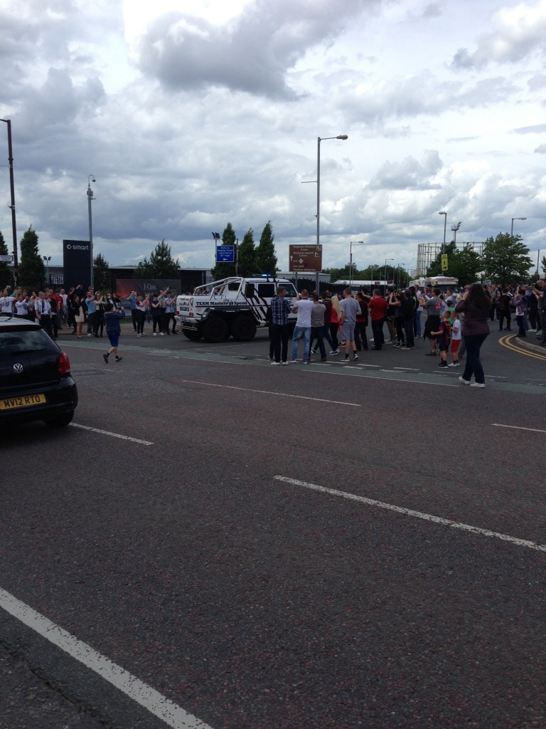 The Mercedes G63 AMG 6x6 mobbed by the crowds
