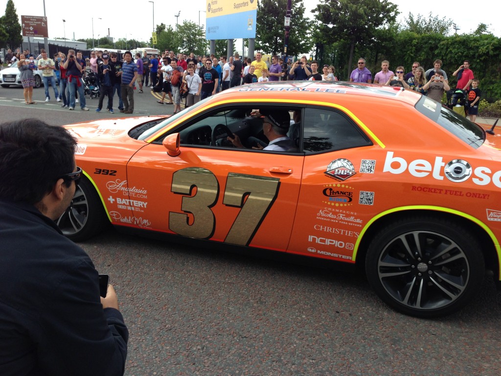 Orange Dodge Challenger SRT muscle car
