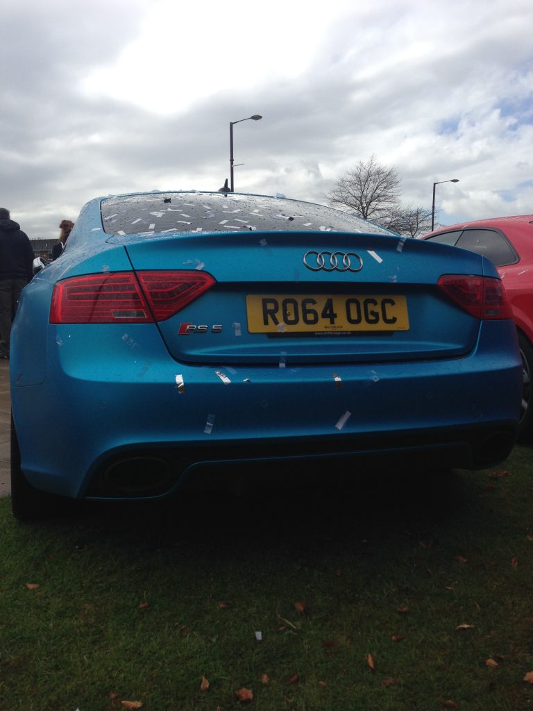 Rear view of the wrapped Audi RS7