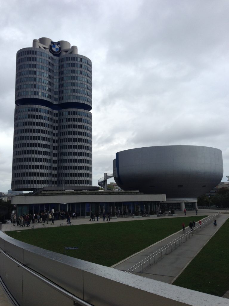 BMW Headquarters pictured left and BMW Museum on the right
